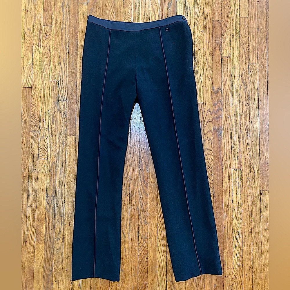 Chanel black wool suit trousers with pockets size 8